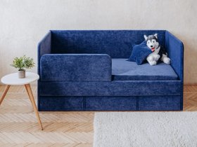 Диван-кровать Happy (синий) в Шарыпово - sharypovo.mebel-nsk.ru | фото