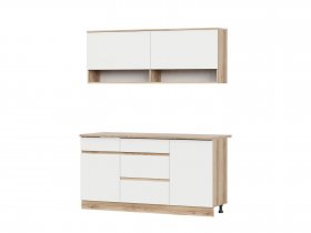 Кухонный гарнитур 1,6м Брауни (дуб делано/белый) в Шарыпово - sharypovo.mebel-nsk.ru | фото