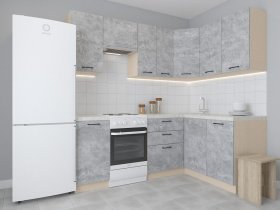 Модульная угловая кухня 1,4м*2,1м Лада (цемент) в Шарыпово - sharypovo.mebel-nsk.ru | фото
