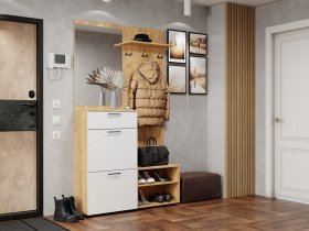 Прихожая Монтана (дуб крафт золотой/белый) в Шарыпово - sharypovo.mebel-nsk.ru | фото