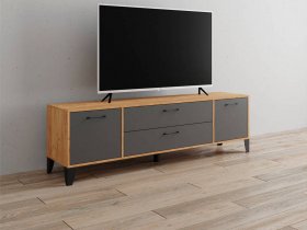 Тумба под ТВ Парус-13 (дуб крафт золотой/графит серый) в Шарыпово - sharypovo.mebel-nsk.ru | фото